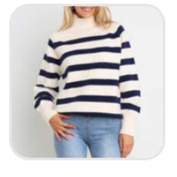 Petal and Pup Winston Knit Sweater Cream and Navy Blue XS NWOT - Picture 2 of 2